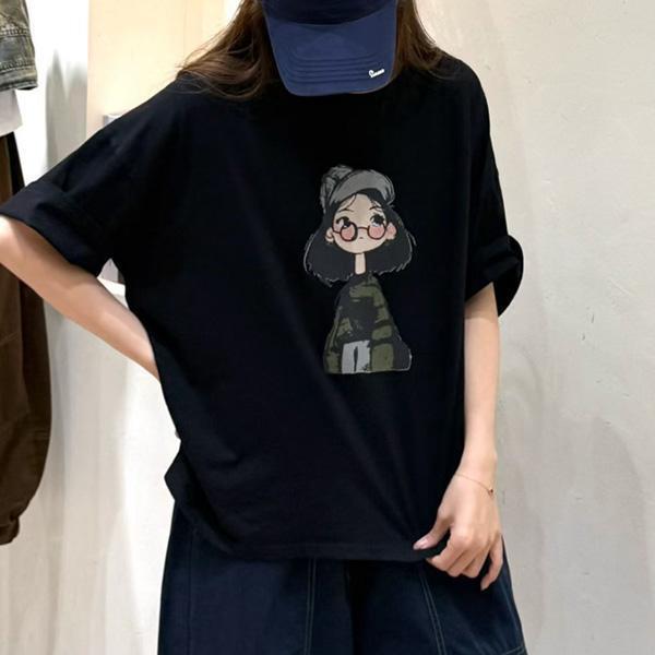上衣 - F6338 眼鏡女孩寬鬆上衣【加大F】 
