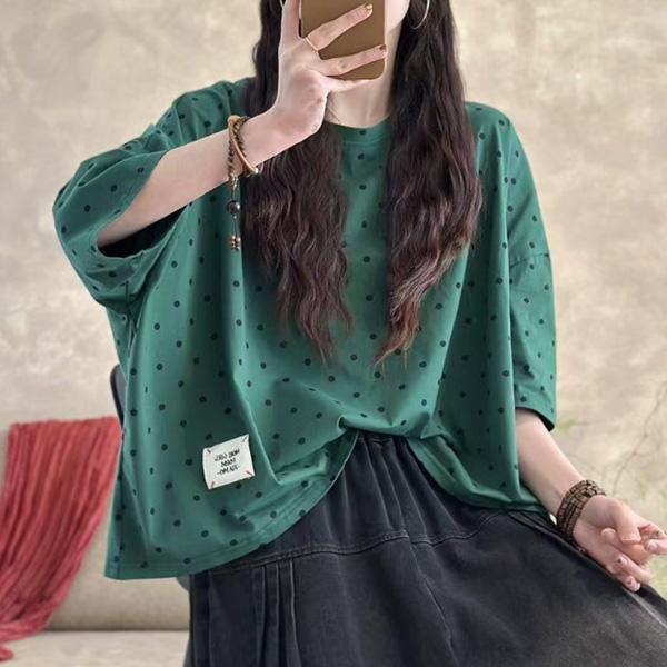 上衣 - F6244 點點百搭寬鬆上衣【加大F】 