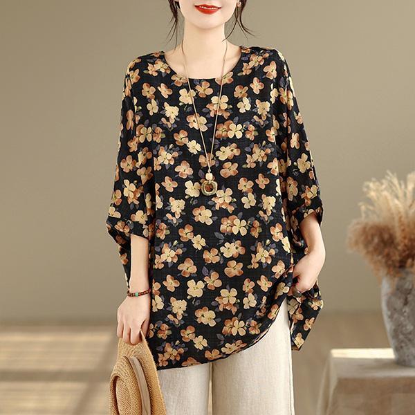 上衣 - A8120 花朵滿滿oversize寬鬆上衣【加大F】 
