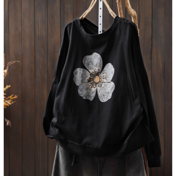 上衣 - F6126 花朵印花長袖上衣【加大F】 