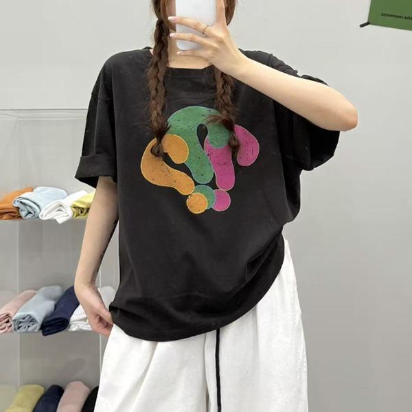 上衣 - F6262 問號印花寬鬆上衣【加大F】 