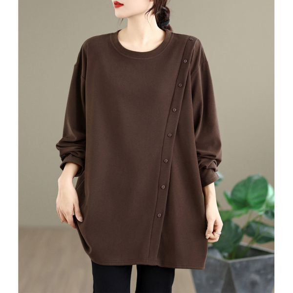 上衣 - A8112 簡約感．斜釦飾長版上衣【加大F】 