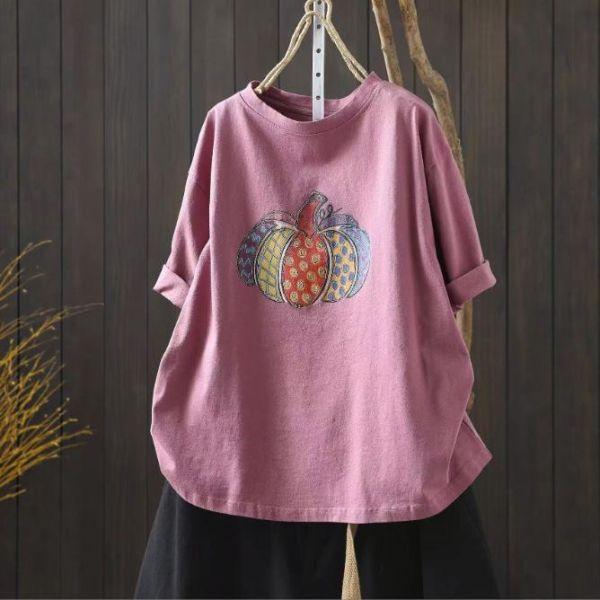 上衣 - F6204 復古南瓜印花上衣【加大F】 