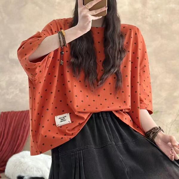 上衣 - F6244 點點百搭寬鬆上衣【加大F】 