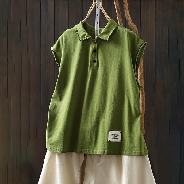 上衣 - F6259 百搭素色翻領短版上衣【F碼】 