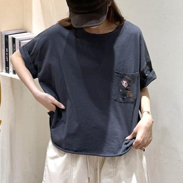 上衣 - F6255 口袋娃娃捲邊寬鬆上衣【加大F】 