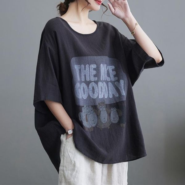 上衣 - A8130 童趣小羊棉麻寬鬆上衣【加大F】 