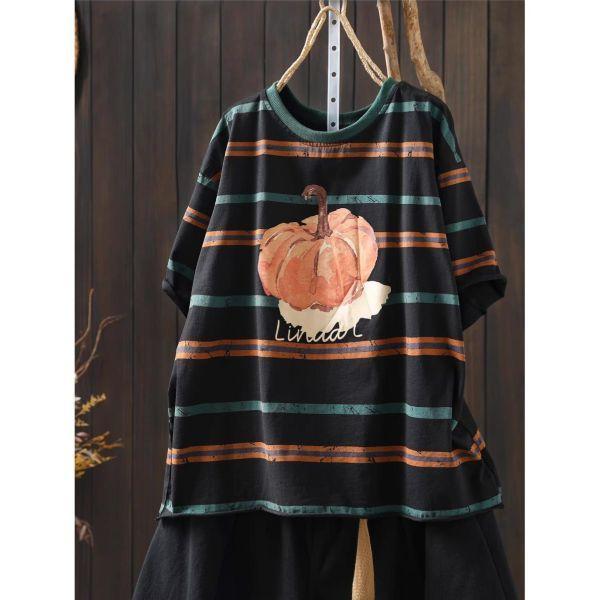 上衣 - F6194 條紋南瓜寬鬆上衣【加大F】 