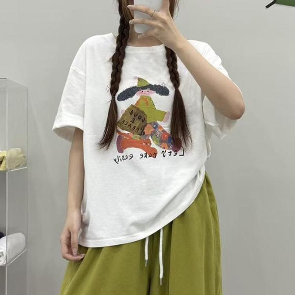 上衣 - F6320 童趣女孩貓咪寬鬆上衣【加大F】 