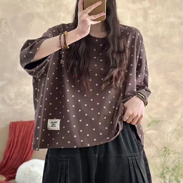 上衣 - F6244 點點百搭寬鬆上衣【加大F】 