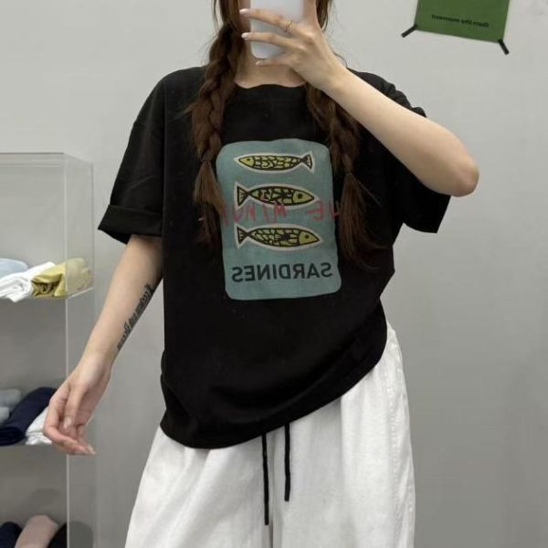 上衣 - F6294 小魚印花寬鬆上衣【加大F】 