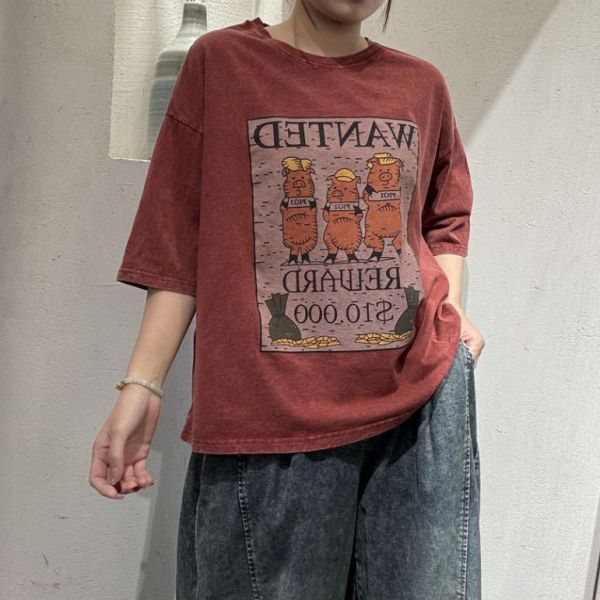 上衣 - F6014 小豬印花寬鬆T恤【加大F】 