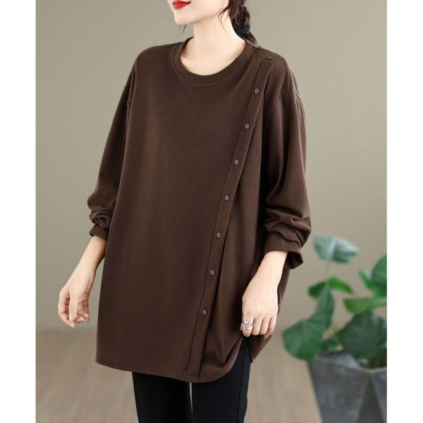 上衣 - A8112 簡約感．斜釦飾長版上衣【加大F】 