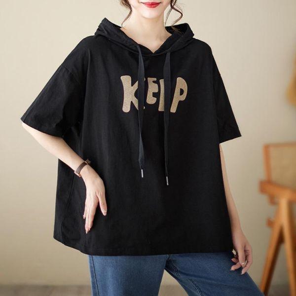 上衣 - A8131 字母KEEP連帽寬鬆上衣【加大F】 