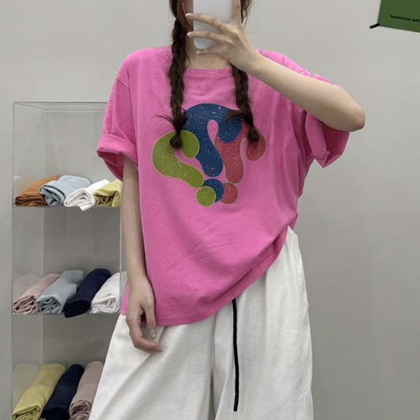 上衣 - F6262 問號印花寬鬆上衣【加大F】 