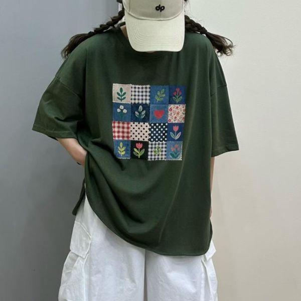 上衣 - F6328 花花格寬鬆上衣【加大F】 
