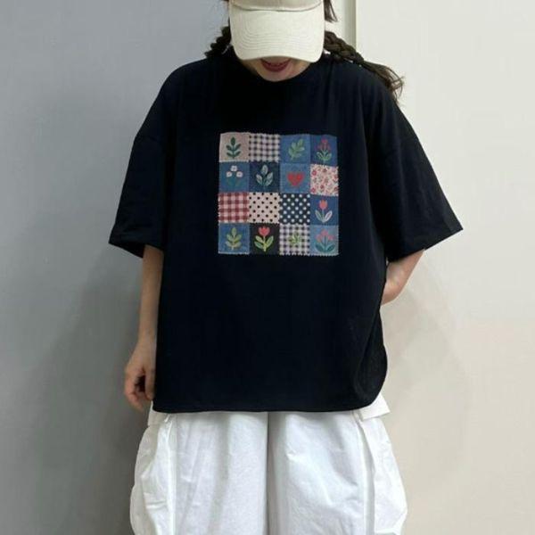 上衣 - F6328 花花格寬鬆上衣【加大F】 