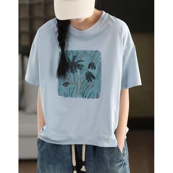 上衣 - F6234 文藝植葉寬鬆上衣【F碼】 