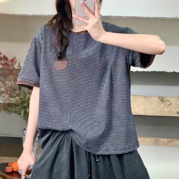 上衣 - F6028 簡約細條紋上衣【F碼】 