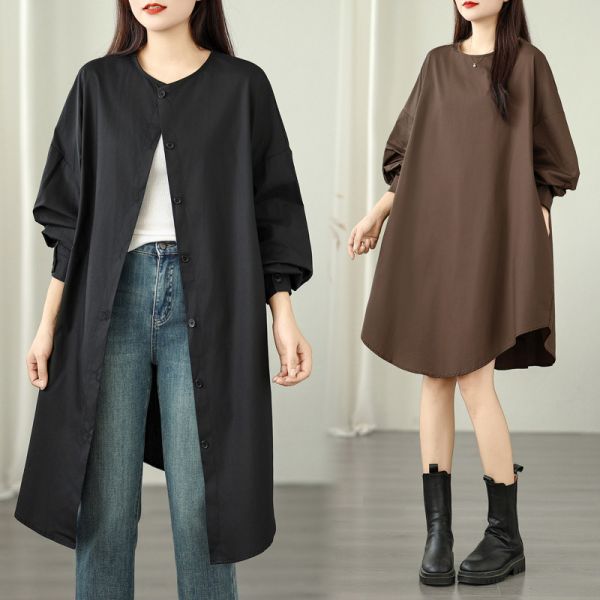 上衣 - A8086 簡約風．2way兩穿長版衫【加大F】 