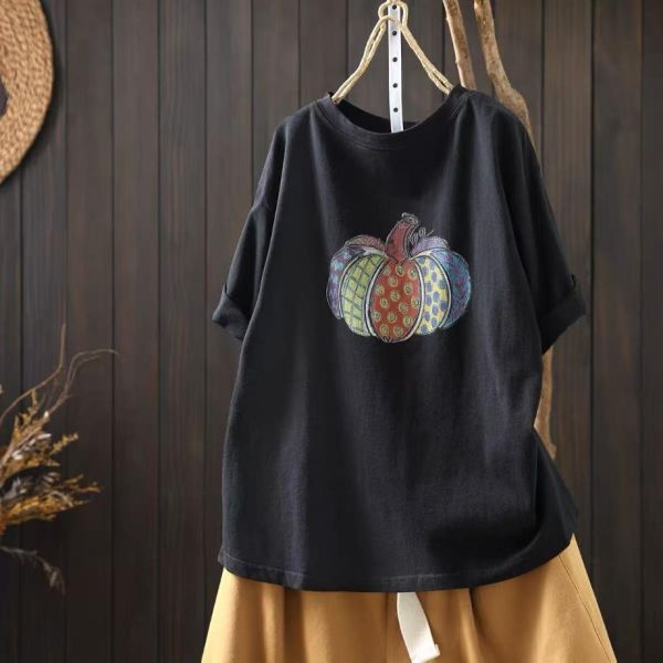 上衣 - F6204 復古南瓜印花上衣【加大F】 