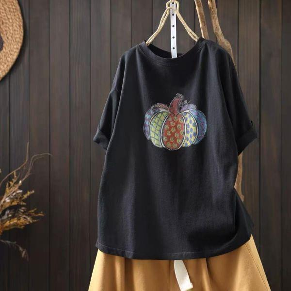 上衣 - F6204 復古南瓜印花上衣【加大F】 