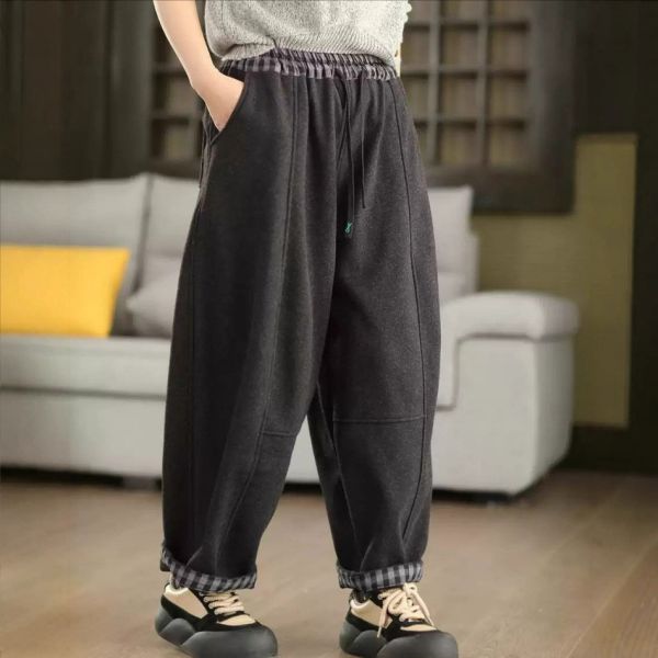 褲子 - F6173 深灰保暖棉褲(內刷毛)【F碼】 