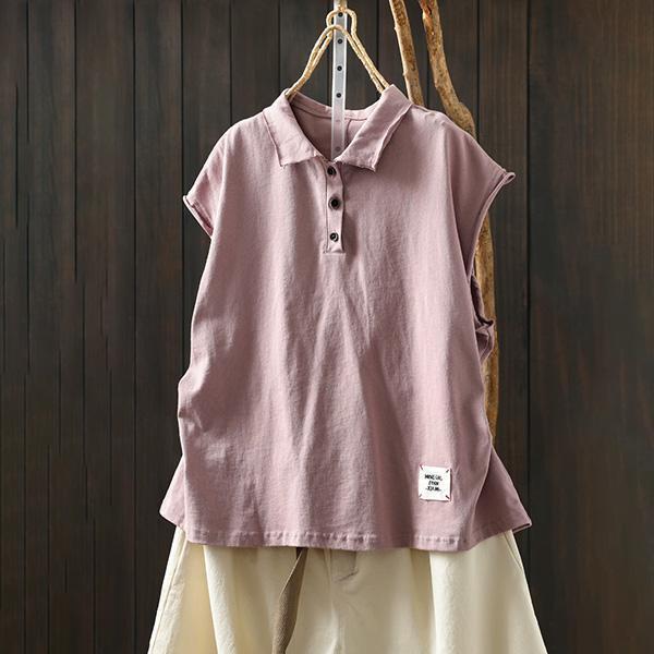 上衣 - F6259 百搭素色翻領短版上衣【F碼】 