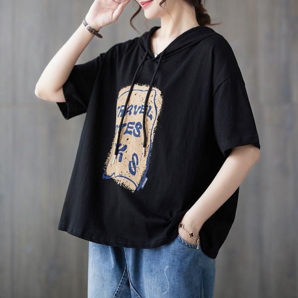 上衣 - A8132 字母印花連帽上衣【F碼】 