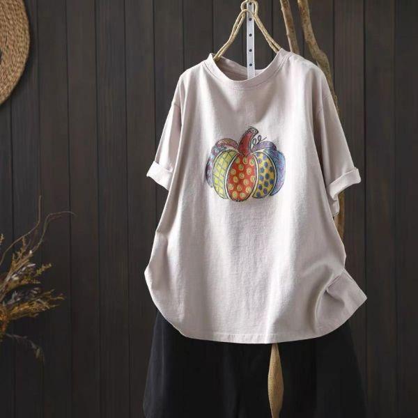 上衣 - F6204 復古南瓜印花上衣【加大F】 