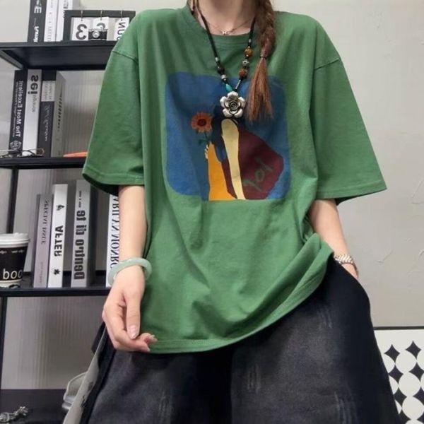 上衣 - F6213 側影與花寬鬆上衣【加大F】 