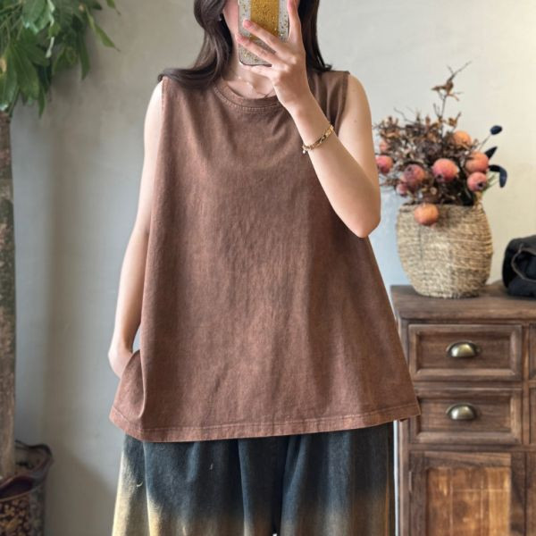 上衣 - F6042 復古仿舊背心【加大F】 