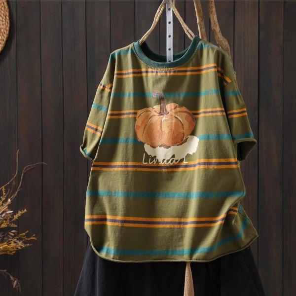 上衣 - F6194 條紋南瓜寬鬆上衣【加大F】 