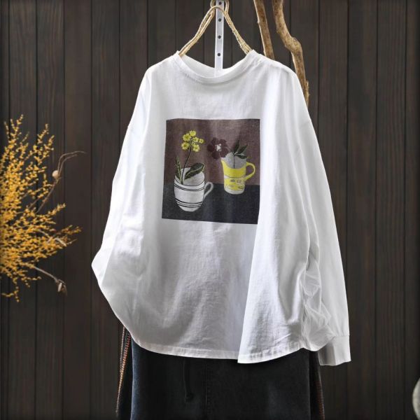 上衣 - F6124 花朵午茶長袖上衣【F碼】 