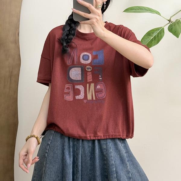 上衣 - F6253 俏皮拼字短袖上衣【加大F】 