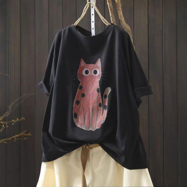 上衣 - F6202 豆豆眼小貓寬鬆上衣【加大F】 
