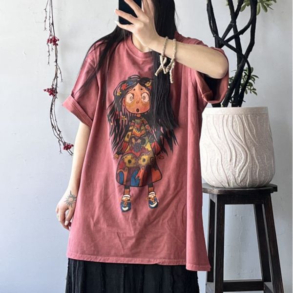 上衣 - F6012 復古仿舊小女孩長版上衣【加大F】 