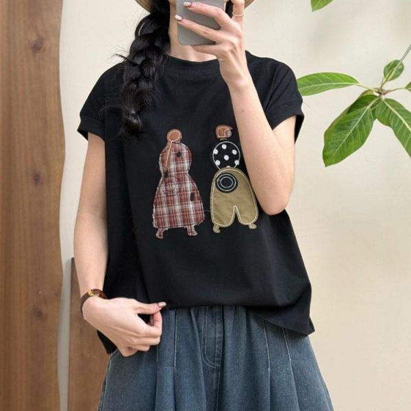 上衣 - F6237 女孩貼布繡短版上衣【F碼】 