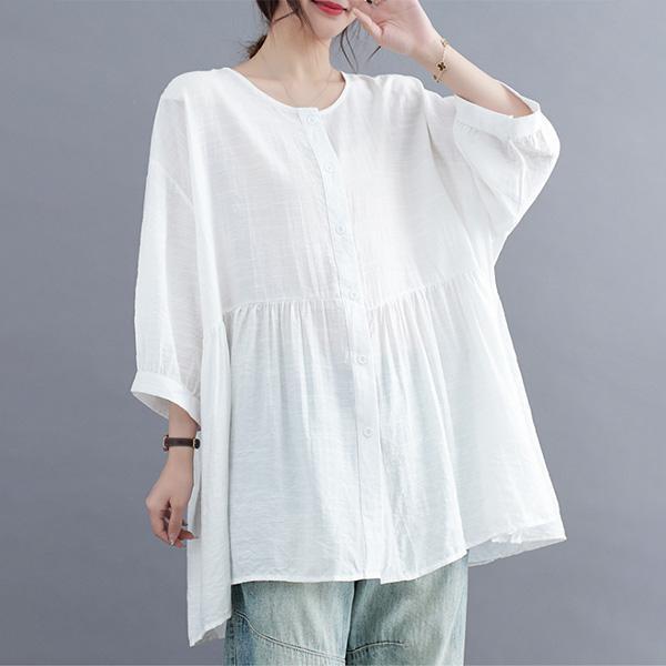 上衣 - A8140 簡約感．抓褶寬鬆上衣【加大F】 