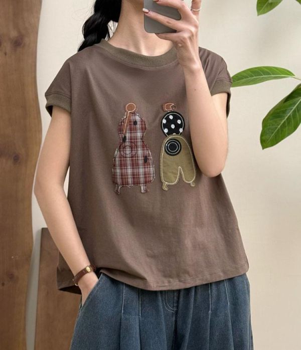 上衣 - F6237 女孩貼布繡短版上衣【F碼】 