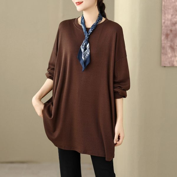 上衣 - A8085 領巾寬鬆長上衣【加大F】 