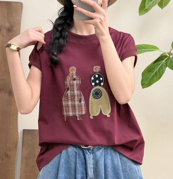 上衣 - F6237 女孩貼布繡短版上衣【F碼】 