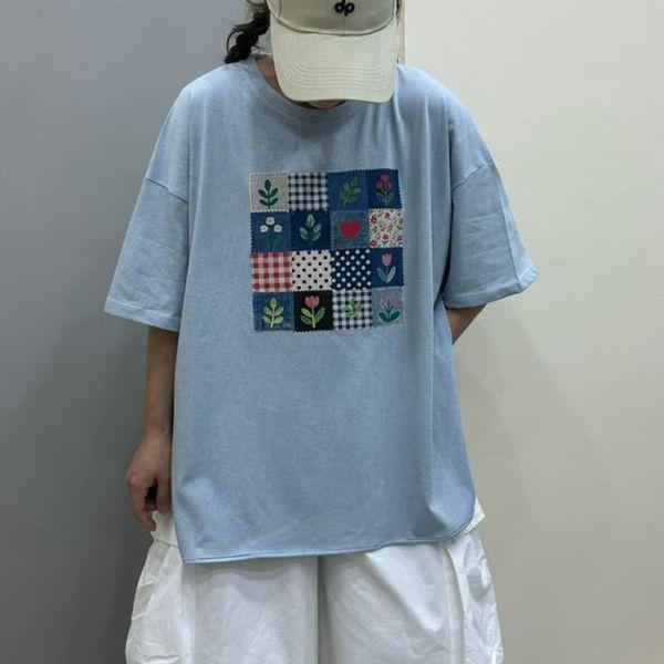 上衣 - F6328 花花格寬鬆上衣【加大F】 