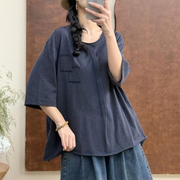 上衣 - F6196 復古仿舊不收邊上衣【加大F】 