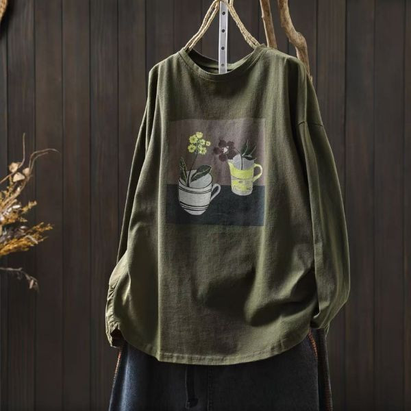 上衣 - F6124 花朵午茶長袖上衣【F碼】 