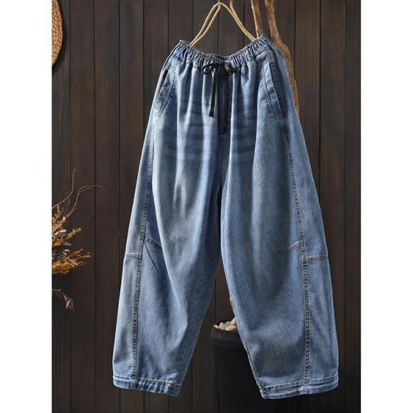 褲子 - F6220 剪裁百搭九分牛仔褲【F碼】 