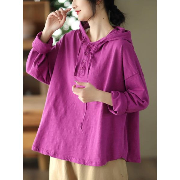 上衣 - F6150 簡約風．釦飾連帽上衣【加大F】 