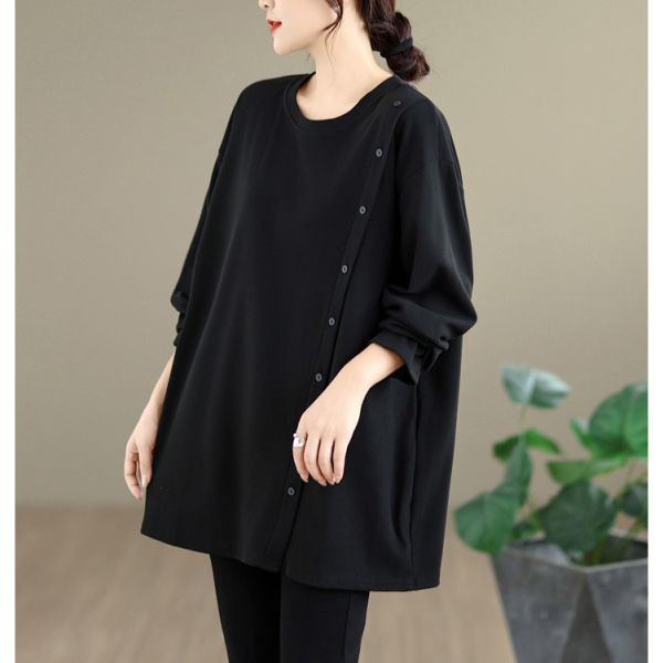上衣 - A8112 簡約感．斜釦飾長版上衣【加大F】 