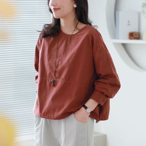 上衣 - F6153 簡約感．桔紅拼接上衣【加大F】 