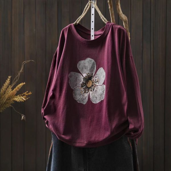 上衣 - F6126 花朵印花長袖上衣【加大F】 